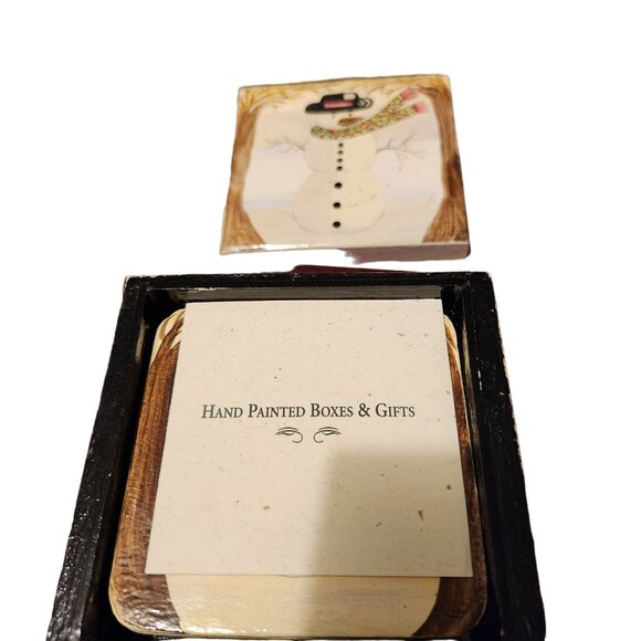 Hand Painted Snowman Coaster Set With Box By The Foreside Company - Picture 5 of 16